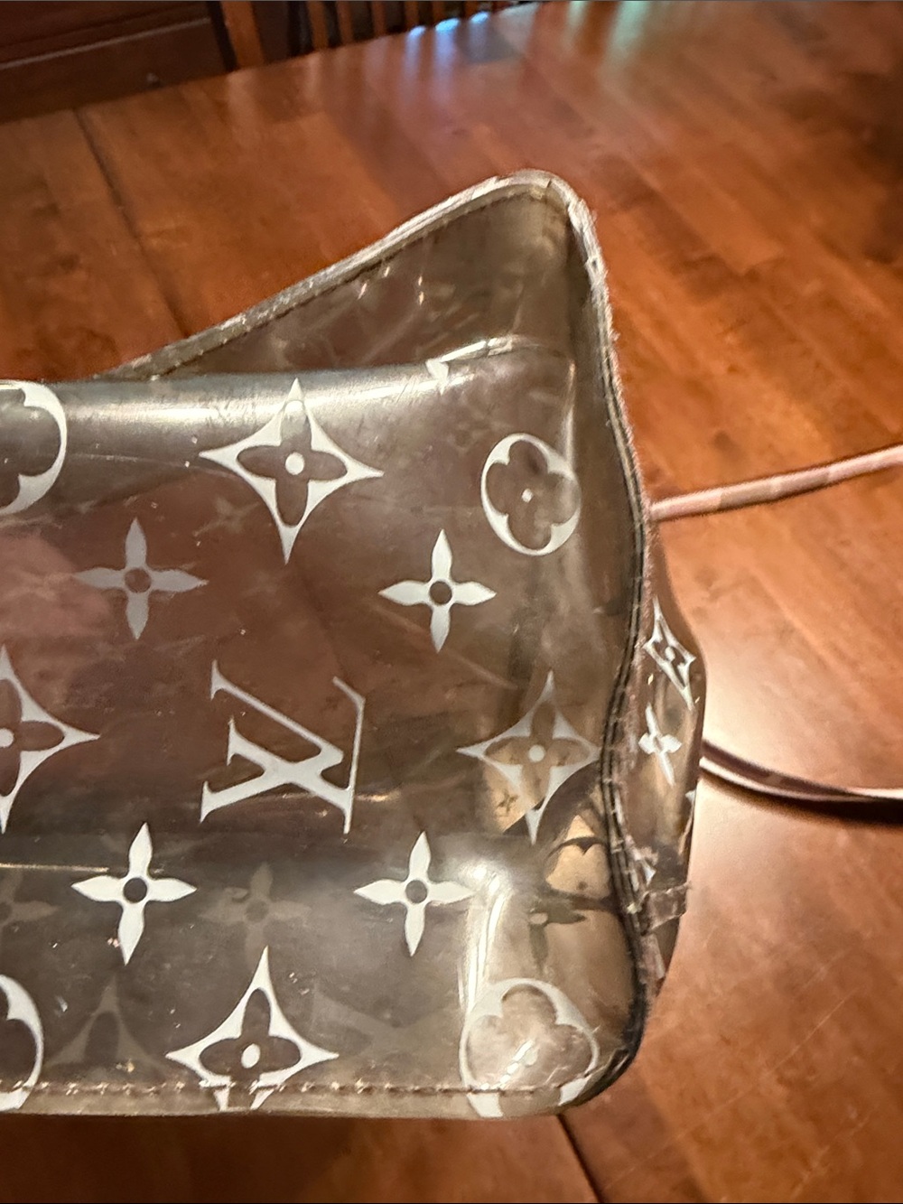 Louis Vuitton Transparent Monogram Tote with Tan Leather Straps - Picture 7 of 8